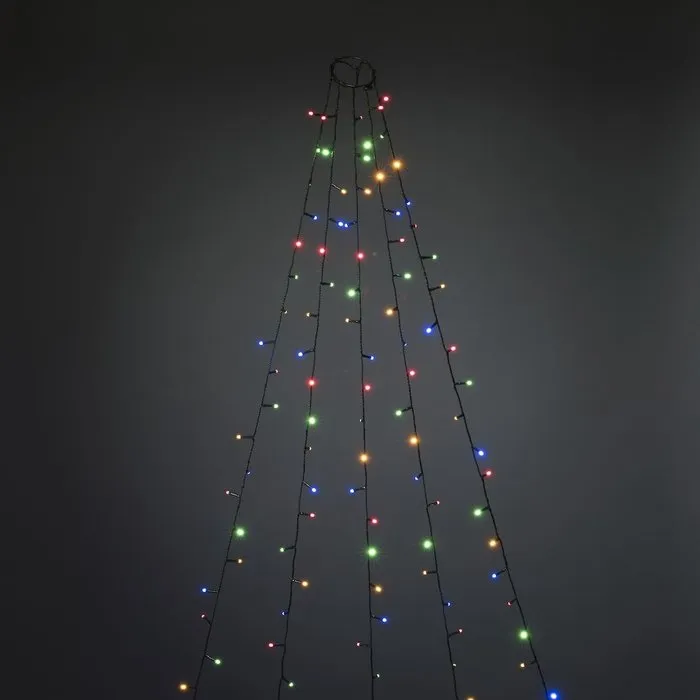 Konstsmide Kerstverlichting - LED lichtmantel 240cm met ring voor kerstboom - 5x 40 gekleurde LED lampjeshtmantel 180cm met ring voor kerstboom - 5x 30 LED lampjes