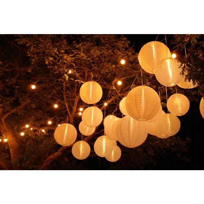 Amlux Rode lampion voor buiten Ø25cm