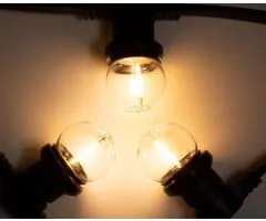 Amlux 5 meter prikkabel met warm  witte filament LED kogellampen