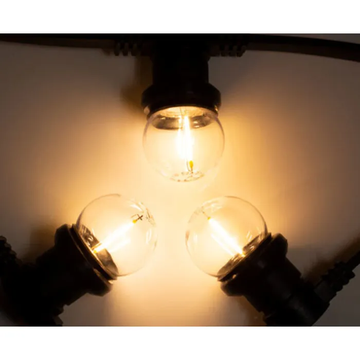 Amlux Prikkabel 15 meter met 45 warm  witte filament LED kogellampen