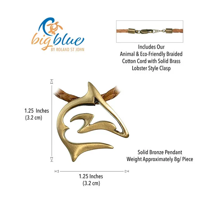 Big Blue by Roland St John Colgantes de bronce - "Frenzy" Shark