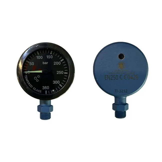 Atlantis Tech-Manometer, 52 mm, PVD-Beschichtung, schwarzes Zifferblatt, 400 bar