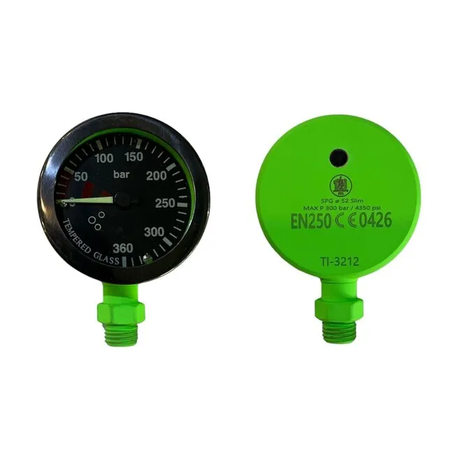 Atlantis Tech-Manometer, 52 mm, PVD-Beschichtung, schwarzes Zifferblatt, 400 bar