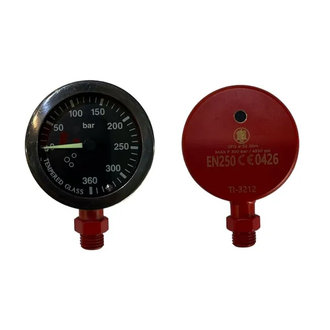 Atlantis Tech-Manometer, 52 mm, PVD-Beschichtung, schwarzes Zifferblatt, 400 bar