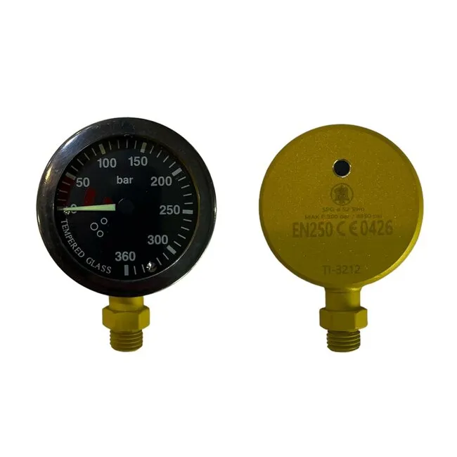 Atlantis Tech-Manometer, 52 mm, PVD-Beschichtung, schwarzes Zifferblatt, 400 bar