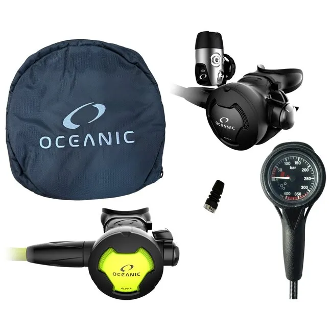 Oceanic Alpha 10 CDX (DIN) con Alpha 10 Octo, Atlantis Manómetro y Reg Bag
