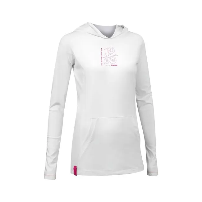 Camaro Lycra con Capucha Mujer Manga Larga Blanca/Rosa