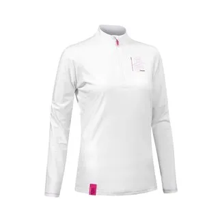 Camaro Lycra con Cremallera Mujer Manga Larga Blanca/Rosa