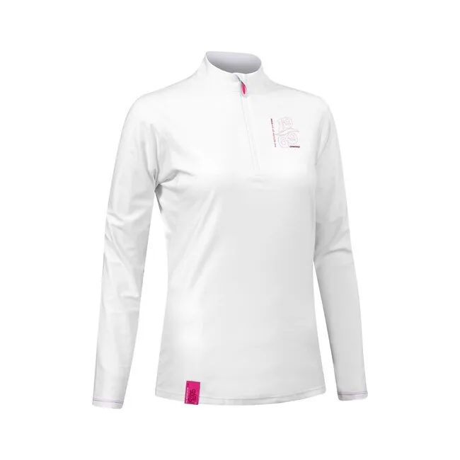 Camaro Lycra con Cremallera Mujer Manga Larga Blanca/Rosa