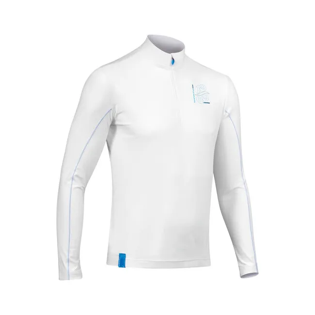 Camaro Lycra con Cremallera Hombres Manga Larga Blanco/Azul