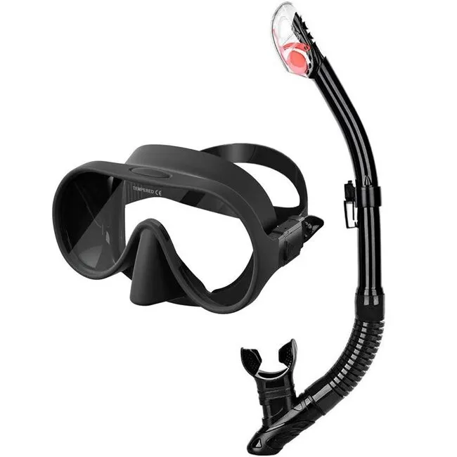 ScubaXL Snorkel Set Single Glass Mask and Dry Snorkel