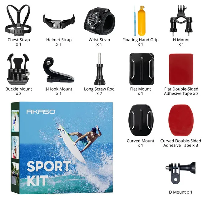 Akaso Brave 7 Sport-Set + wasserdichtes Gehäuse
