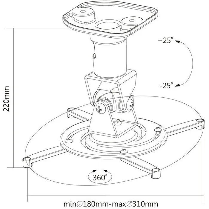Universele Beamerbeugel Wit – 22,5 cm  Zwart