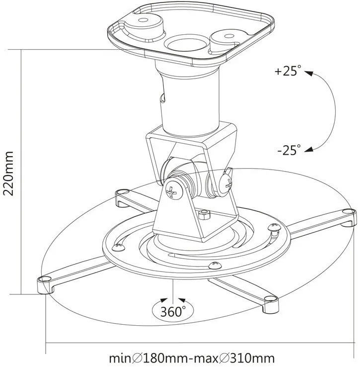 Universele Beamerbeugel Wit – 22,5 cm Wit