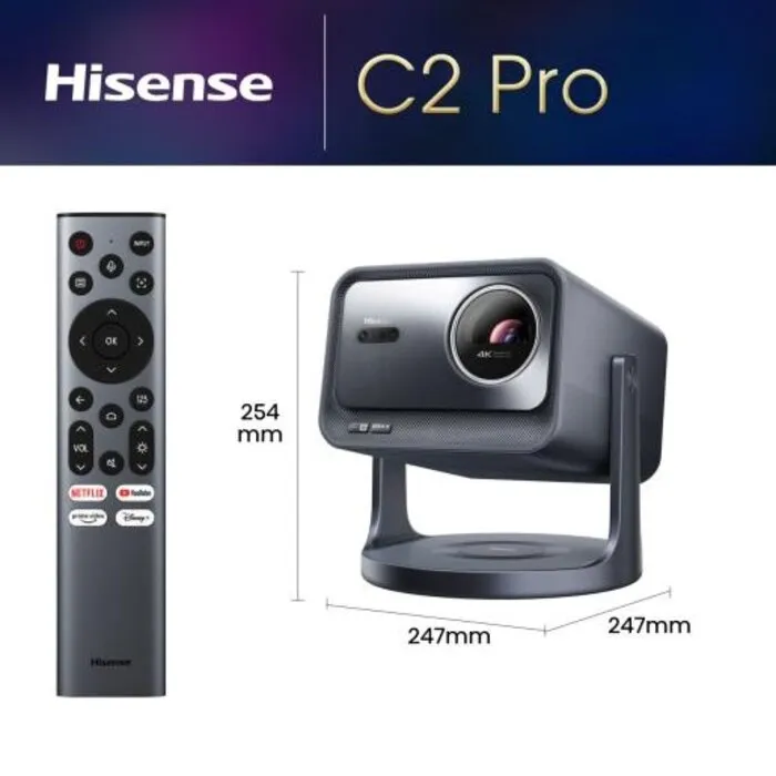 Hisense Hisense C2 Pro - 4K - 2600 ANSI Laser Projector - Triple Laser - Dolby Vision - Smart Projector