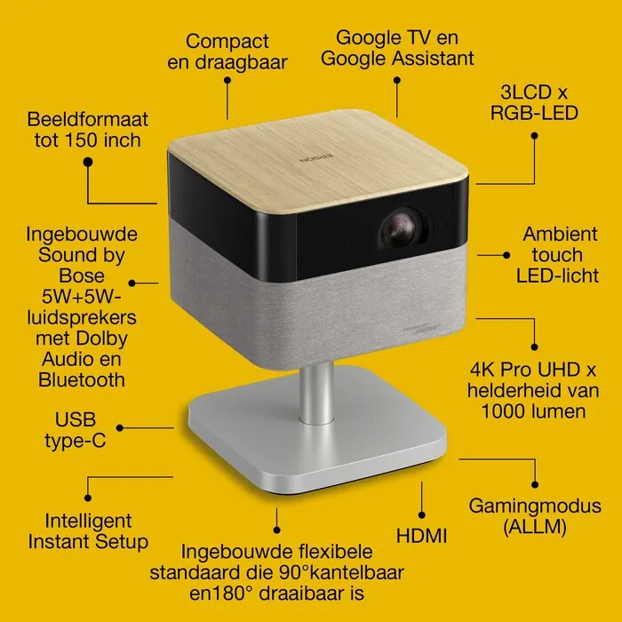 Epson Epson Lifestudio Flex EF-72 Eik – 4K Pro UHD Smart Projector