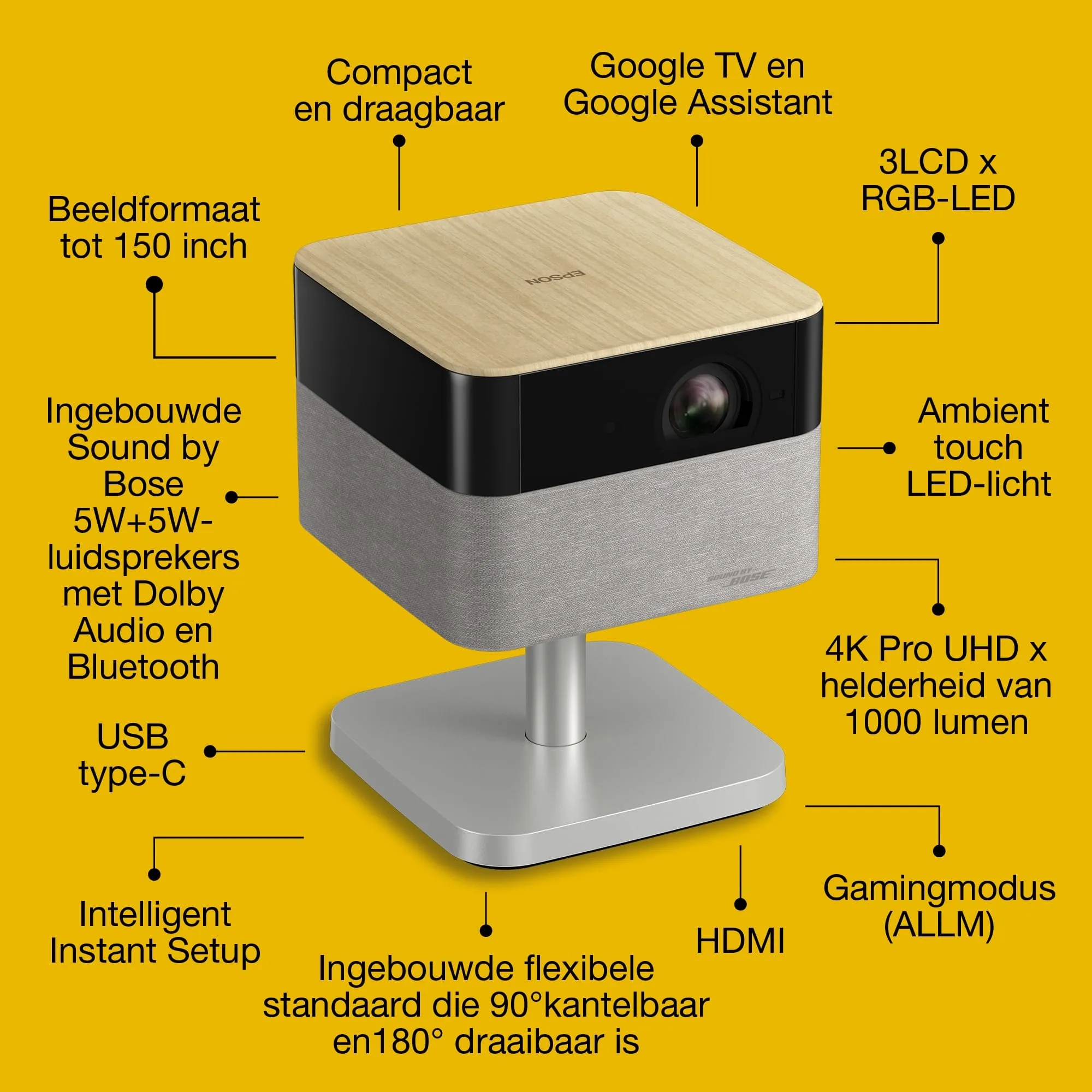 Epson Epson Lifestudio Flex EF-72 Eik – 4K Pro UHD Smart Projector