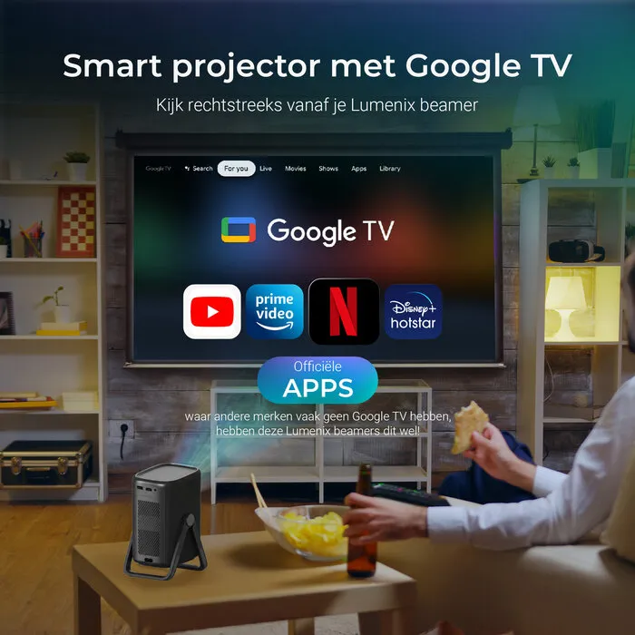 Lumenix Lumenix AIR – Full HD 1080p Draagbare Smart Beamer - Zwart