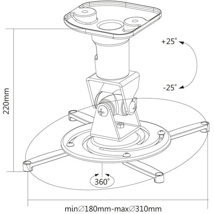 Universele Beamerbeugel Wit – 22,5 cm  Zwart - Retourmodel