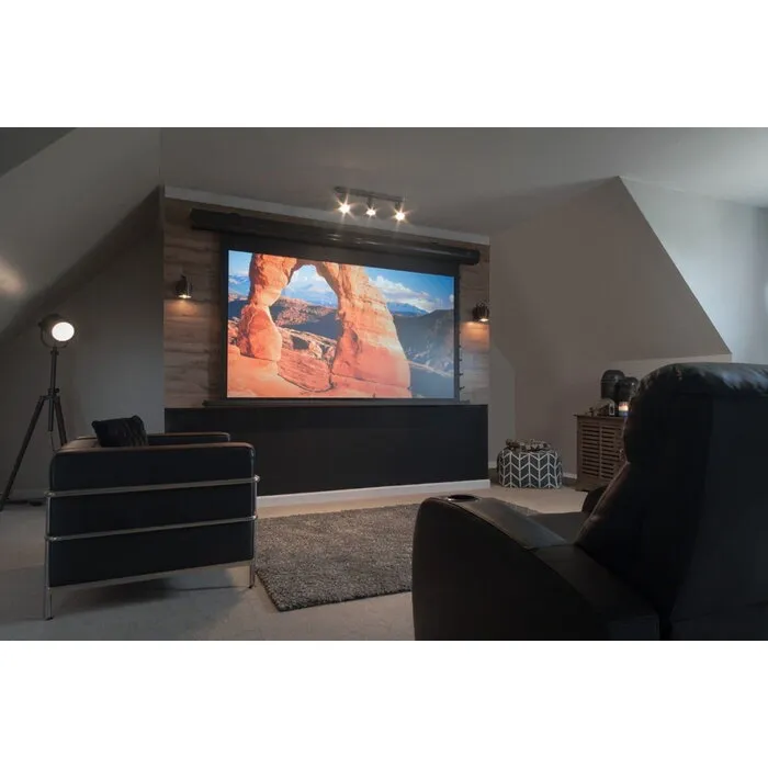 Elite Screens Elite Screens Saker Tab-Tension 100 inch Elektrisch Projectiescherm 16:9 (222 x 125 cm / Black drop 30 cm) – MaxWhite® Fiberglass Doek, Tab-Tension Beamerscherm met Zwarte Behuizing voor Normal & Long Throw Projectoren (Model SKT100UHW-E12)