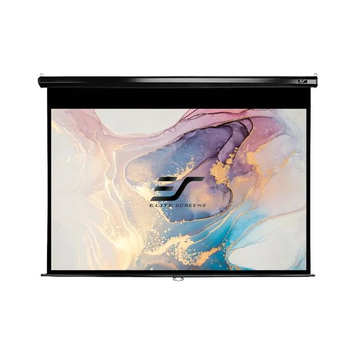 Elite Screens Elite Screens Manual 100 inch Handmatig Projectiescherm 16:9 (222 x 125 cm) – MaxWhite® Doek, Pull-Down Beamerscherm met Zwarte Behuizing voor Wand- en Plafondmontage (Model M100UWH)
