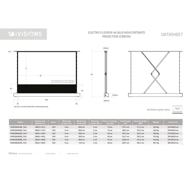 iVisions iVisions Electro FloorUp 4K Series ALR (meerdere maten) - Copy
