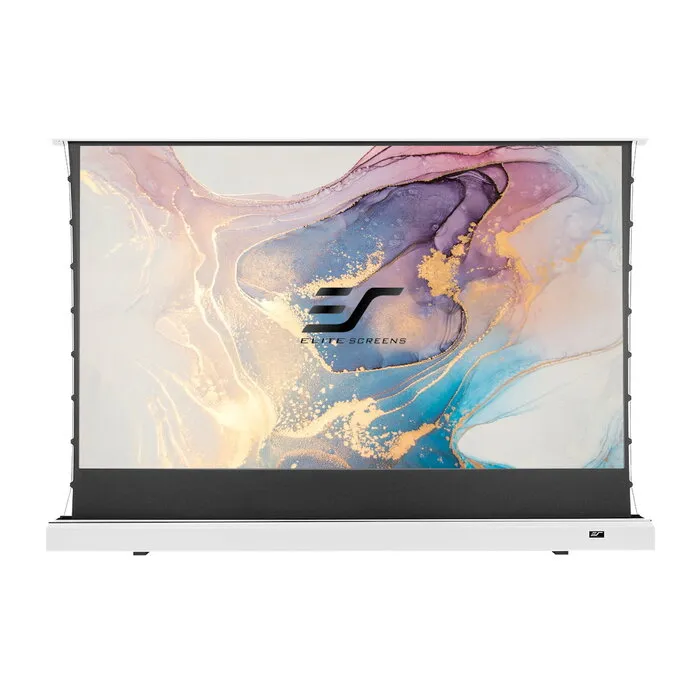 Elite Screens Elite Screens Kestrel Tab-Tension 3 102 inch Elektrisch Projectiescherm 16:9 (226 x 127 cm) – CineGrey 4D ALR Doek, Floor-Up Motorisch met Tab-Tension (Model FTE102UH2-C4D) - Witte behuizing