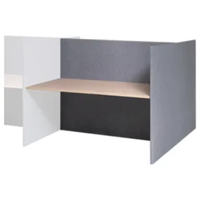 Akoestische werkplek H-opstelling hoog koppelpaneel