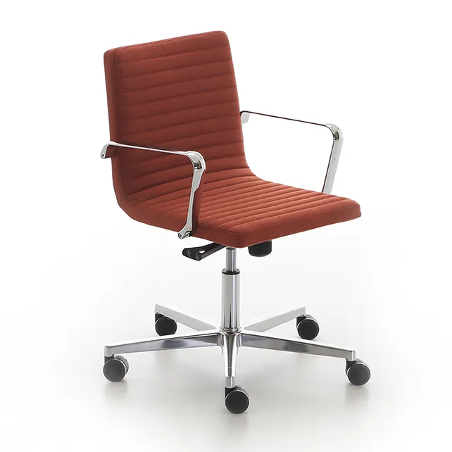 Vergaderstoel info met armleuning en wieltjes