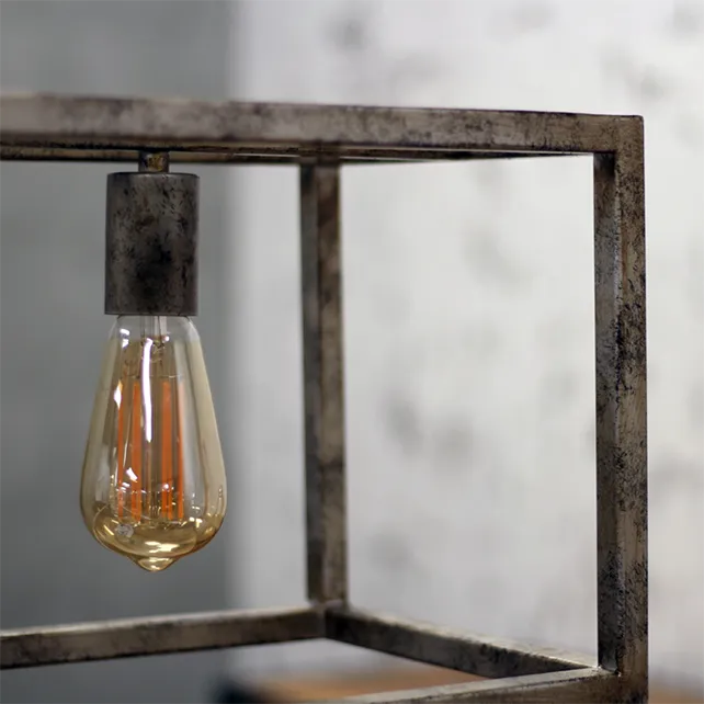 Hanglamp Brushed Grey Cube metaal