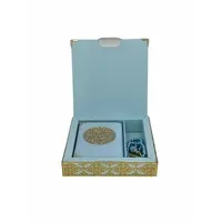 Luxe Koran Set met Tesbih en Kartonnen Kaft Babyblauw