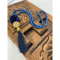 Parel tasbeeh met Kristallenbol Donkerblauw