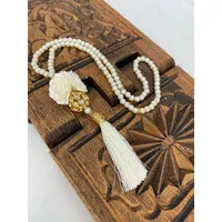 Parel tasbeeh met Kristallenbol Beige