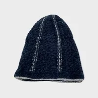 Wollen Gebedsmuts Donkerblauw met Grijs Design