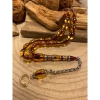 Barnsteen Kehribar Tesbih Geel Ayyildiz Arpa Kesim