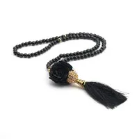 Parel tasbeeh met Kristallenbol Zwart