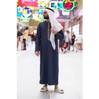 Geborduurde Thobe -Donkerblauw