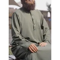 Saudi Qamis Plain Style - Donkergroen