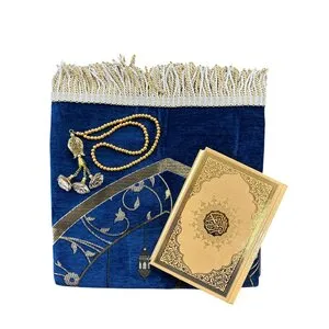 Ramadan Geschenkset Blauw – Gebedskleed, Koran & Parel Tasbih