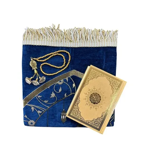 Ramadan Geschenkset Blauw – Gebedskleed, Koran & Parel Tasbih