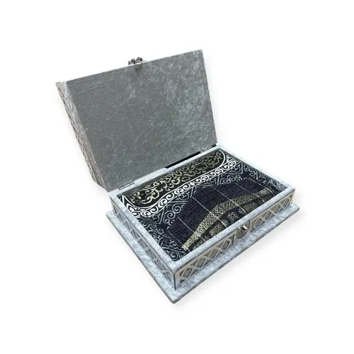 Ayasofya Fluwelen Geschenkset Zilver – Gebedskleed, Koran & Tasbih