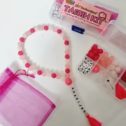 ImaanKidz DIY Gepersonaliseerde Tasbih-maak-kit – Roze