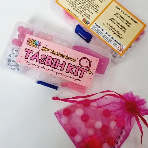 ImaanKidz DIY Gepersonaliseerde Tasbih-maak-kit – Roze