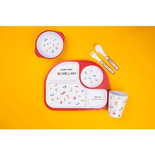 ImaanKidz Islamitisch Kinder Servies – 5-delige Arabisch Alfabet Set