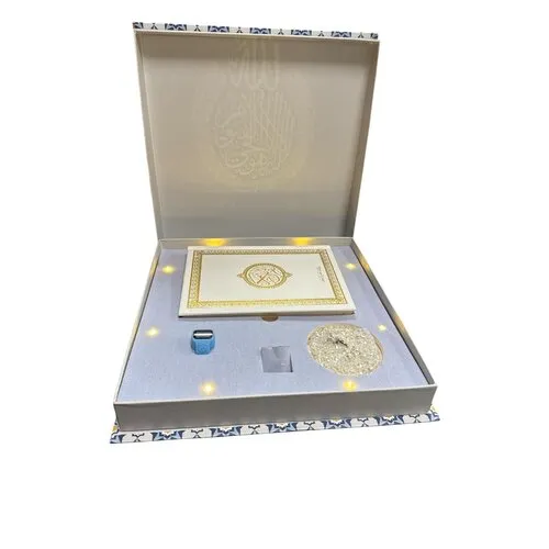 Luxe Islamitische Geschenkdoos Blauw met Anasheed, Tasbeeh & Hafs Koran