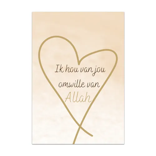 Ik hou van jou omwille van Allah wenskaart