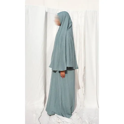 La3baya Essentials Puff Sleeve Abaya + Hijab Set – Fairuz Turquoise