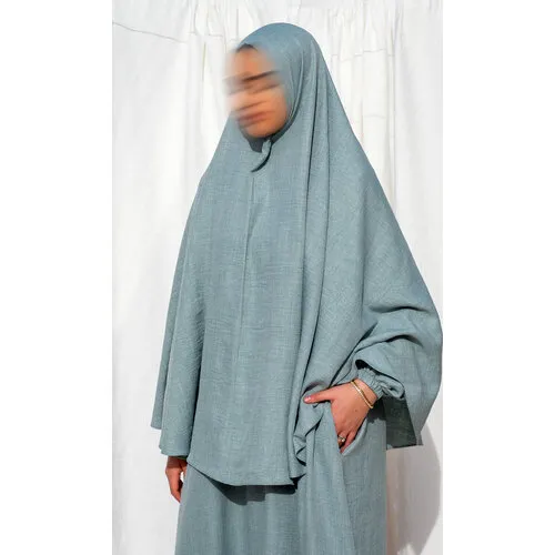 La3baya Essentials Puff Sleeve Abaya + Hijab Set – Fairuz Turquoise