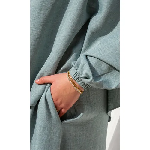 La3baya Essentials Puff Sleeve Abaya + Hijab Set – Fairuz Turquoise