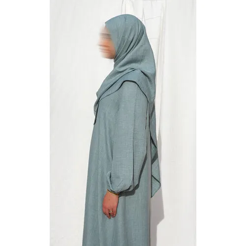 La3baya Essentials Puff Sleeve Abaya + Hijab Set – Fairuz Turquoise